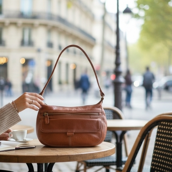 Fossil brown leather shoulder bag with ID holder,genuine leather, hobo style. - Picture 2 of 12